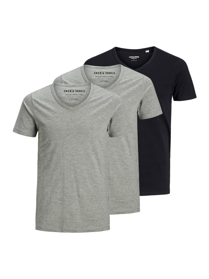 T-Shirt Essentials in Hellgrau / schwarz