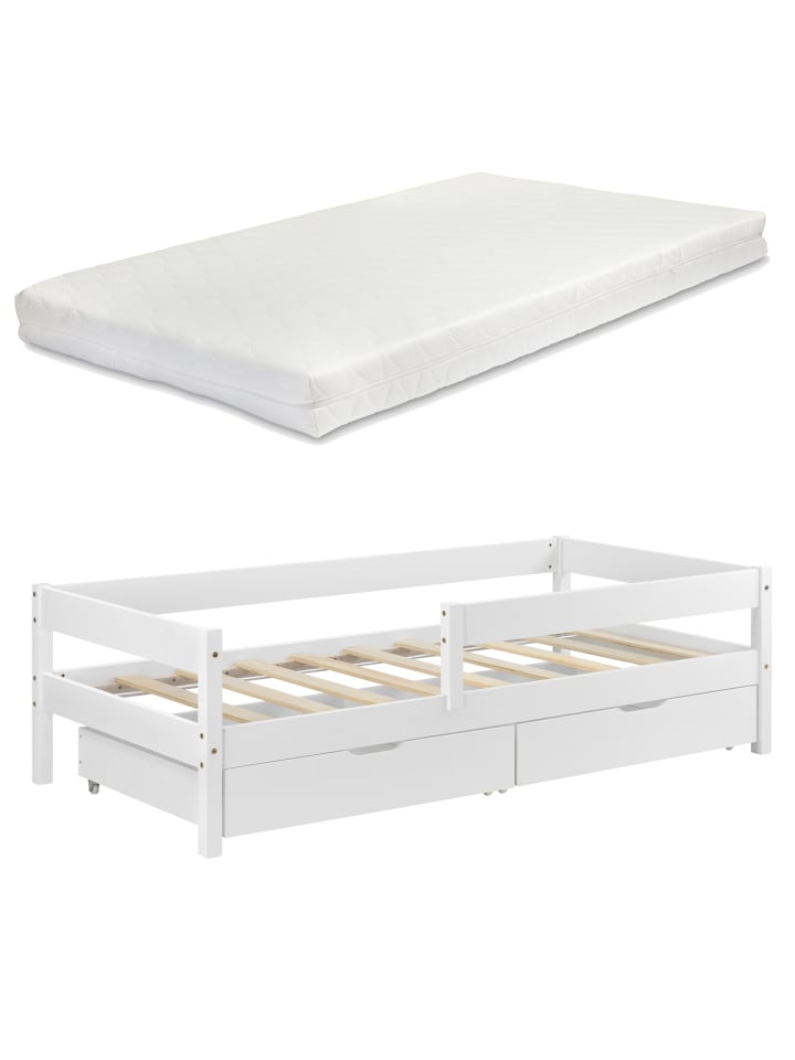 Kinderbett Borgarnes mit Matratze in Weiß (L)200cm (B)90cm