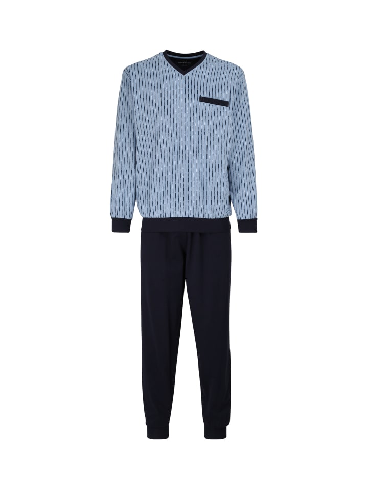 Herren Pyjama Queens in blau-mittel-Minimal