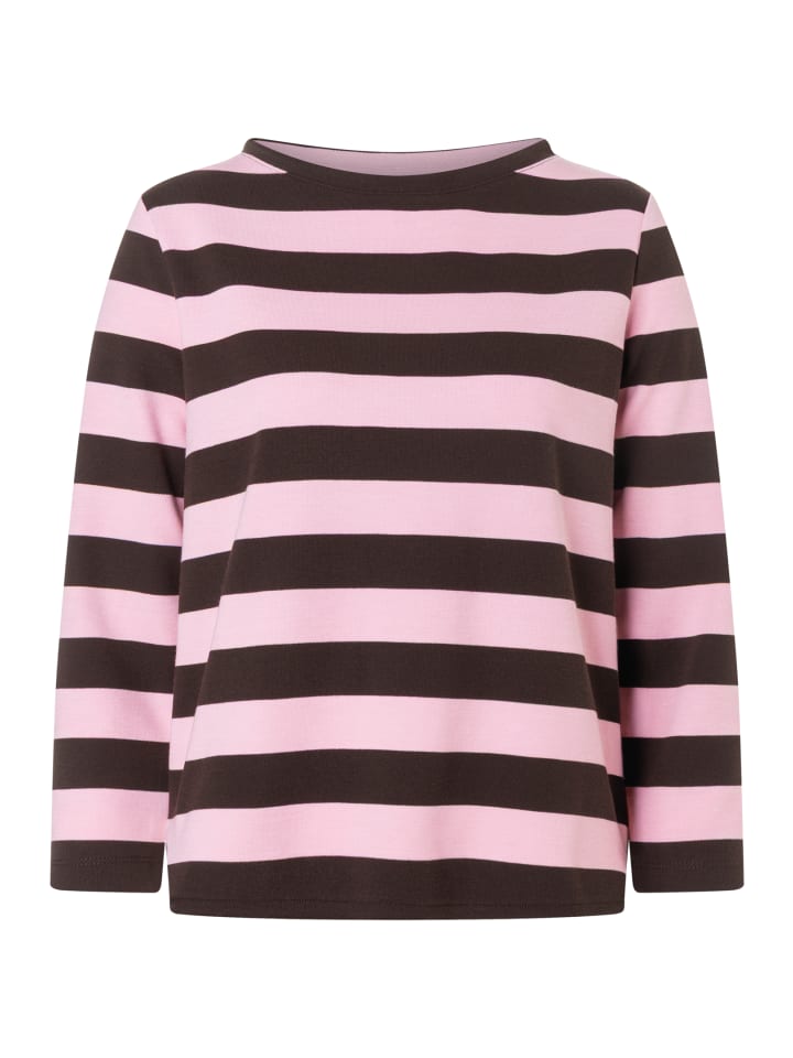 kompaktes 3/4 Arm-Boxy-Blockstreifenshirt in rose/brown stripes