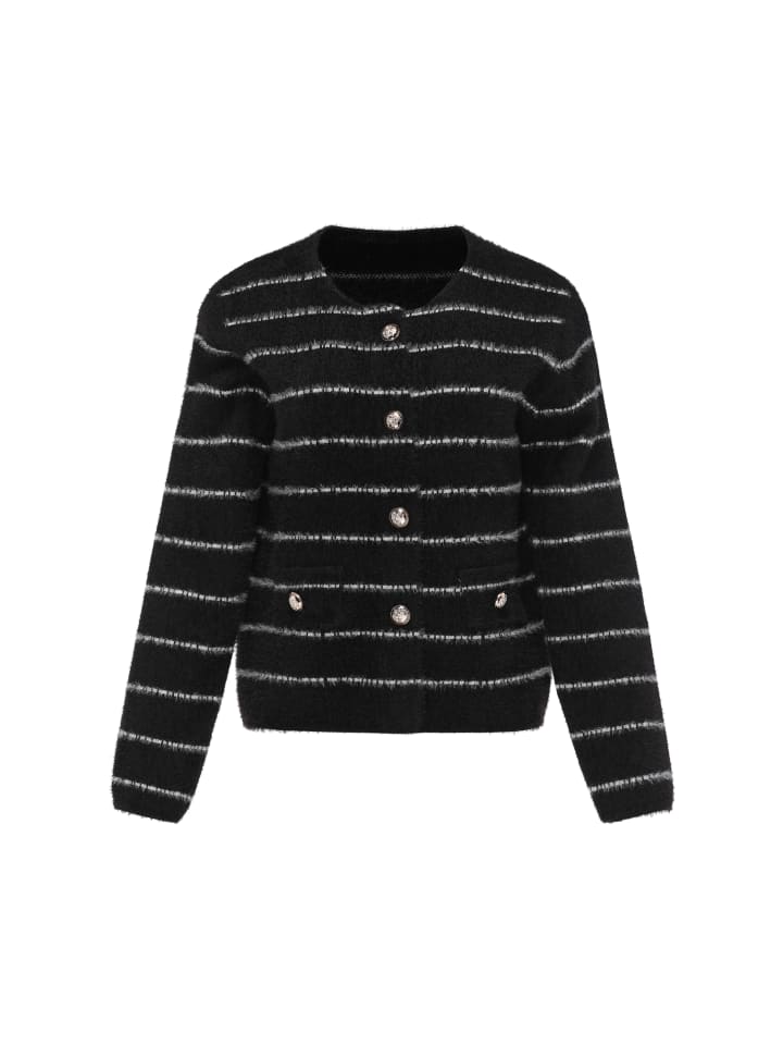 Women Cardigan in Black Offwhite