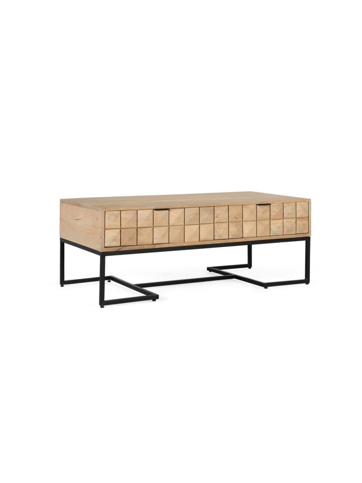 Handgeschnitzter und handgefertigter Couchtisch aus Mangoholz 120 cm in Brown