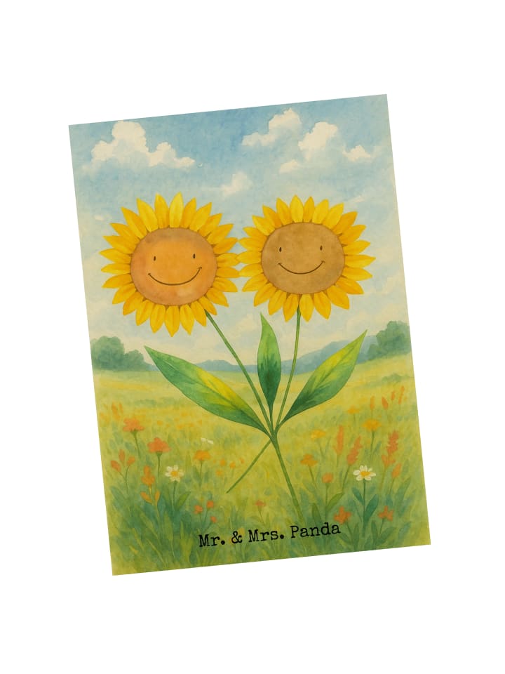 Postkarte Blume Sonnenblume Design ohne Spruch in Weiß