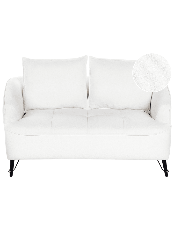 2-Sitzer Sofa HOBRO in Weiß/Schwarz - (W) 147 x (H) 87 x (L) 85 cm