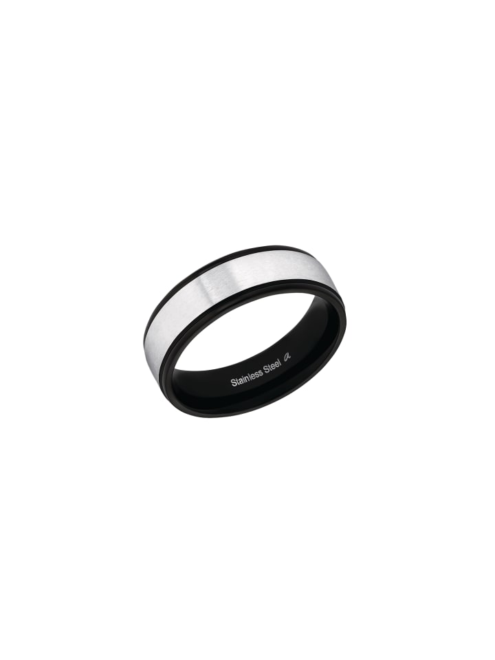 Ring Edelstahl, IP Schwarz in Silber