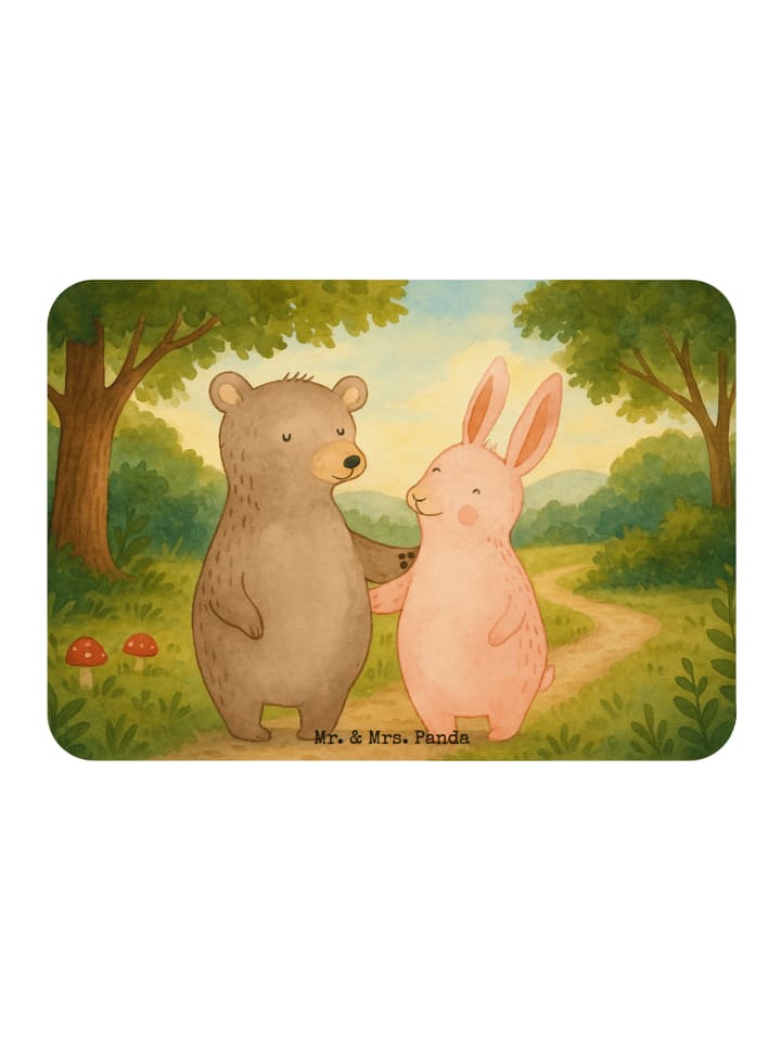 Magnet Bär und Hase Umarmen Design ohne Spruch in Weiß
