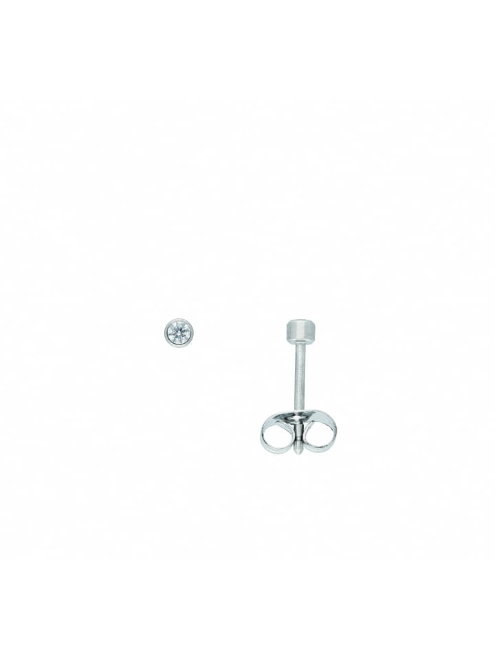 Damen Edelstahl Ohrringe / Ohrstecker mit Zirkonia Ø 2,5 mm in silber