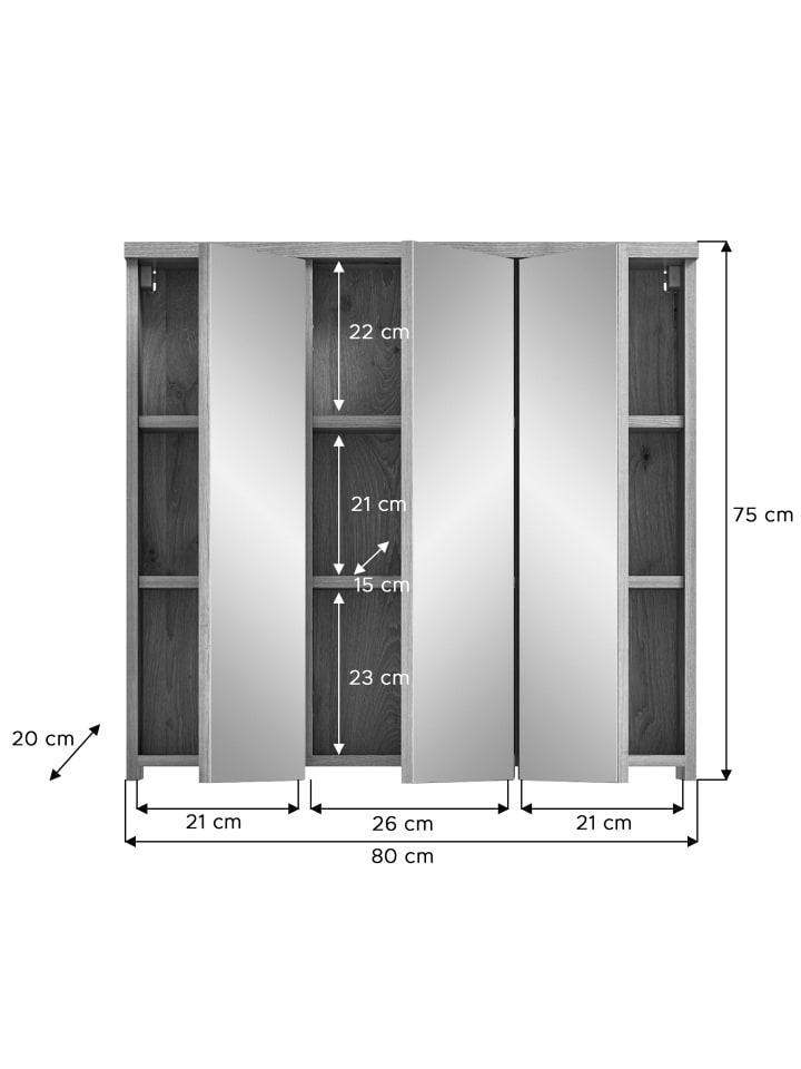 Badkombination in Nox Oak Nachbildung/Nox Oak - (B) 140 x (H) 192 x (T) 48