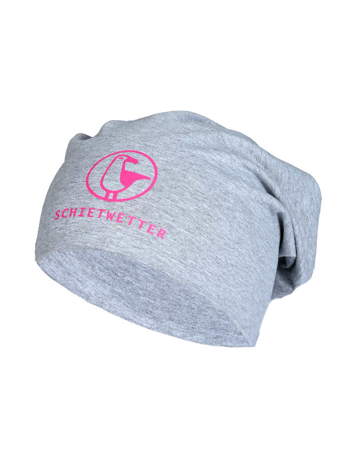 Beanie mit Print Möwe in grey/neon magenta
