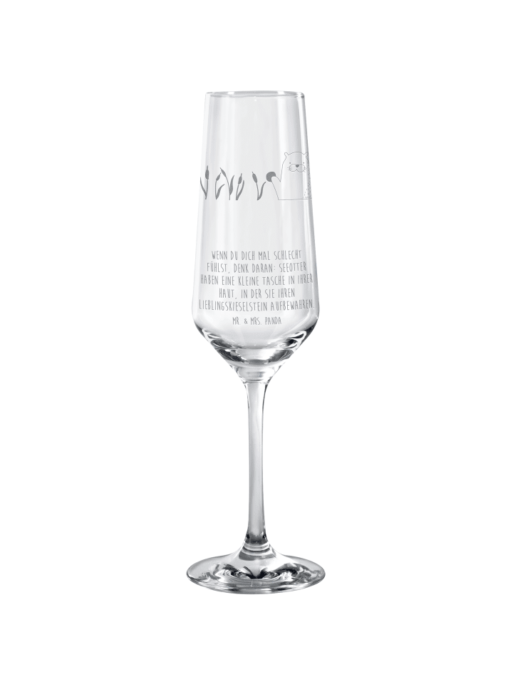 Flute Glas Otter Stein mit Spruch in Transparent