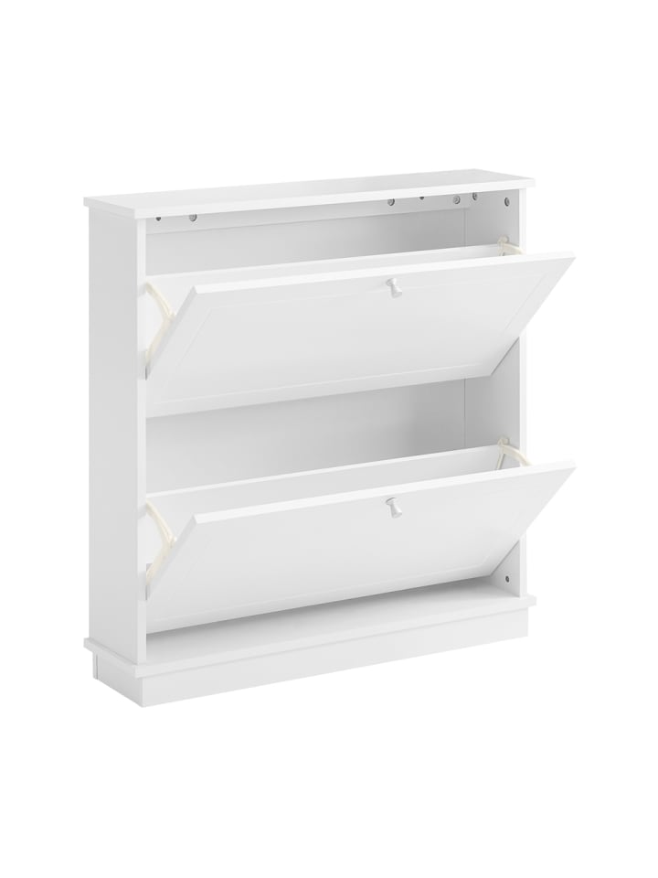 Schuhschrank in Hochglanzweiß - (W) 35 x (H) 79 x (L) 76 cm