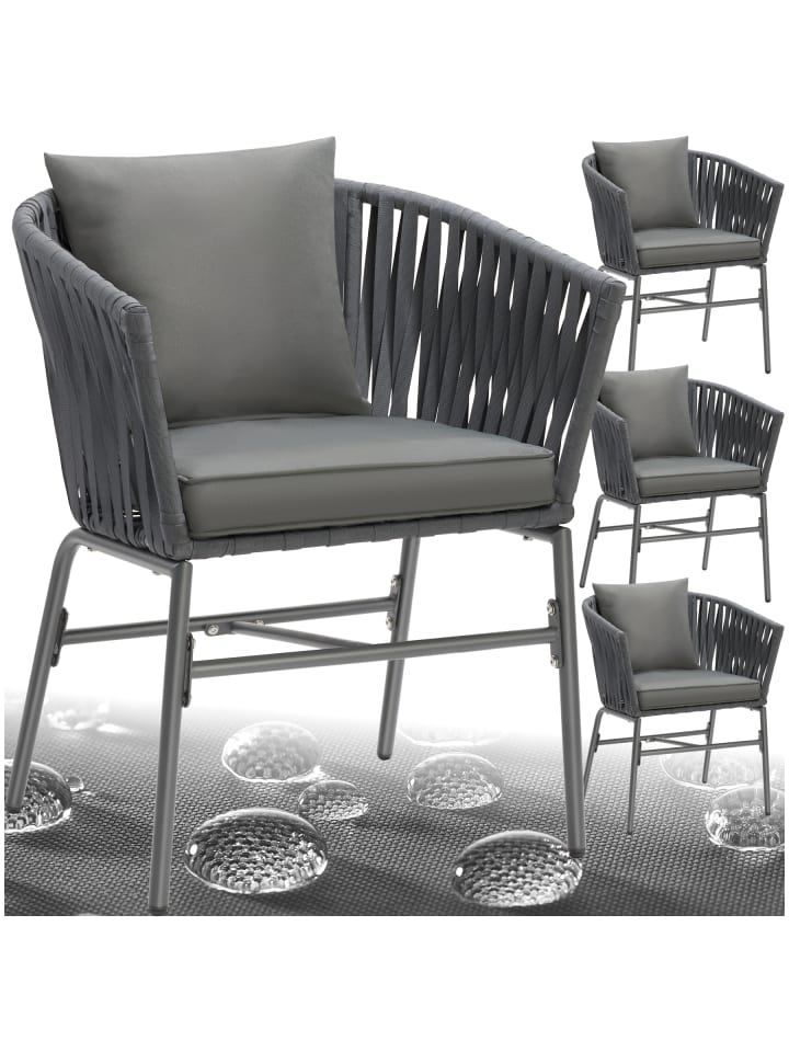 Balkonstuhl im Rope-Design, Belastbarkeit je 120 kg, 60 x 61 x 77 cm