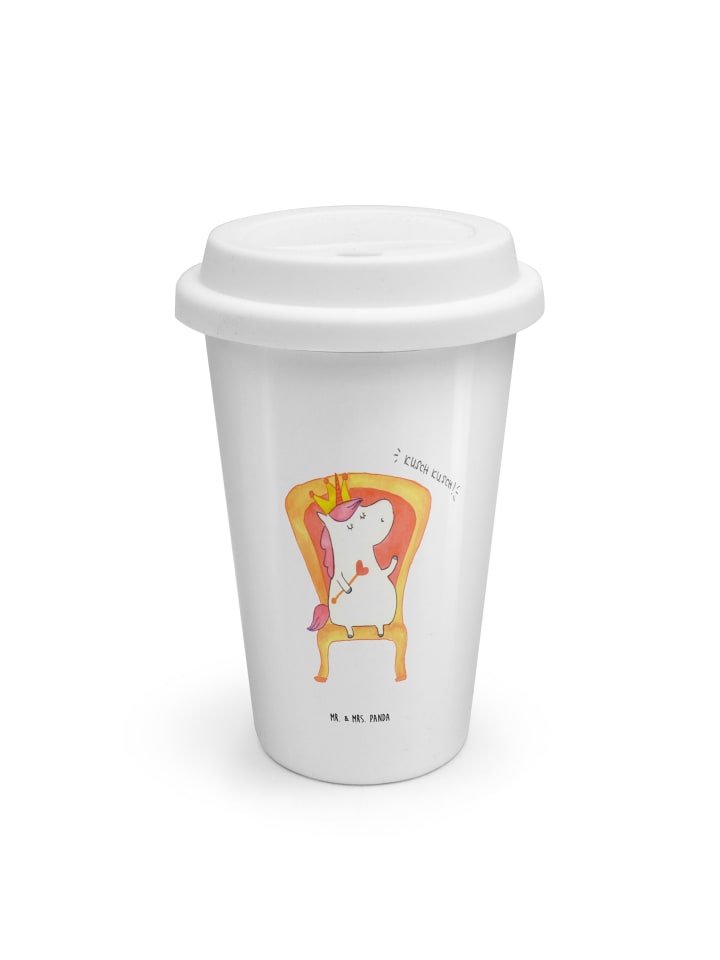 ToGo Kaffeebecher Einhorn König ohne Spruch in Weiß