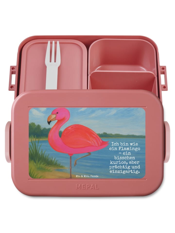 Brotdose Flamingo Classic Design mit Spruch in Rot Pastell