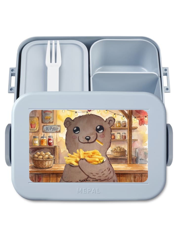 Bento Box Bär Pommes verliebt Design ohne Spruch in Blau Pastell