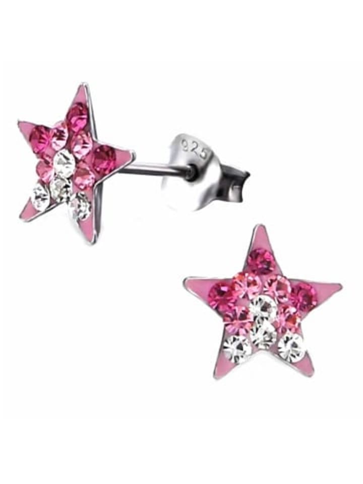 Ohrringe 925 Silber Stern in Pink
