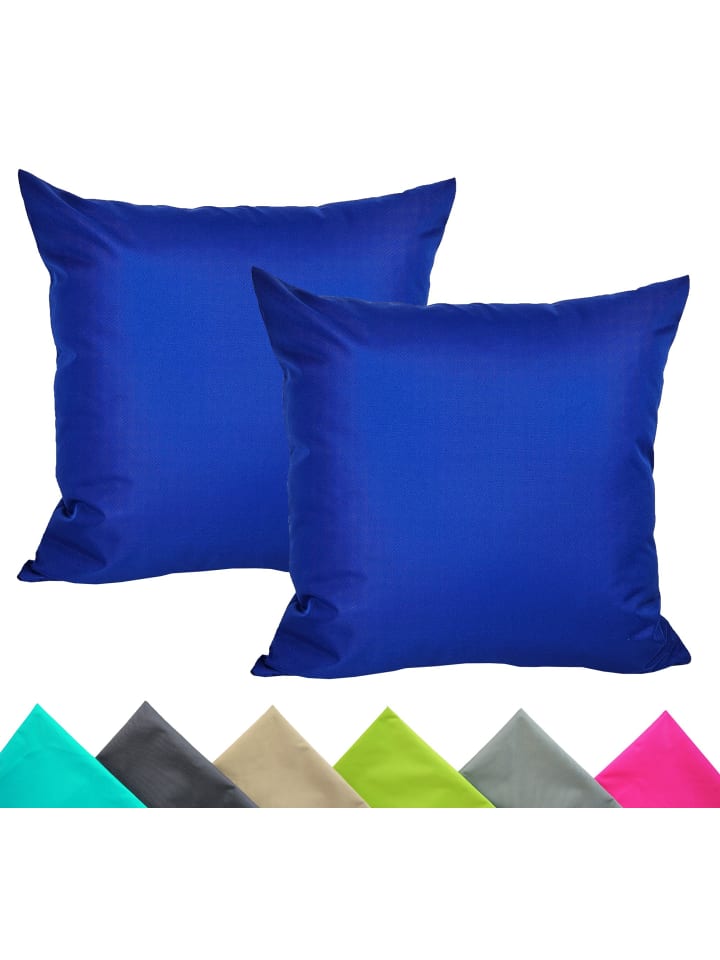 2er Set Outdoor Kissenhülle 40x40cm Uni in Blau