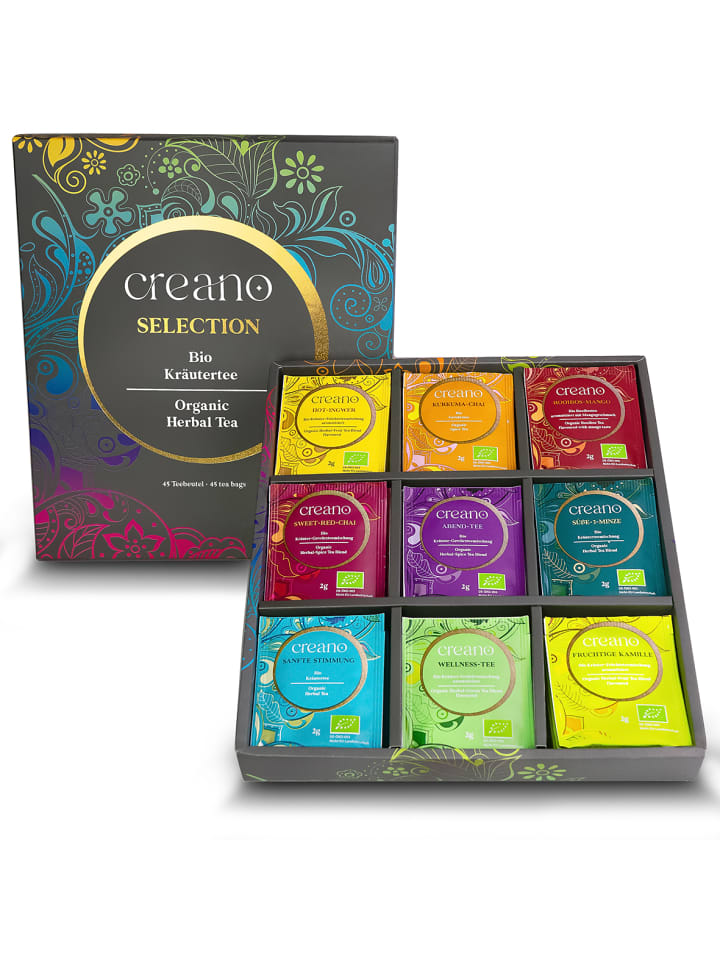 Tee GESCHENK-BOX "Kräuter-Früchte -TEE" BIO 45 Teebeutel in 9 Sorten