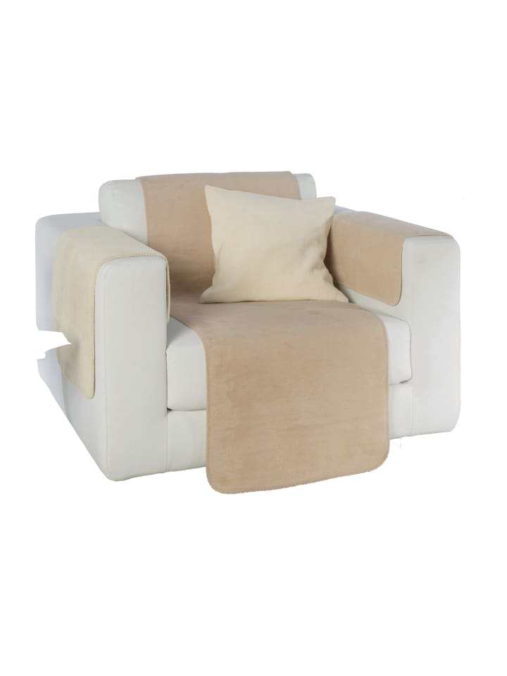 Baumwollmischung Sessel- und Sofaschoner-Set 3-teilig Matera in creme/wollweiß