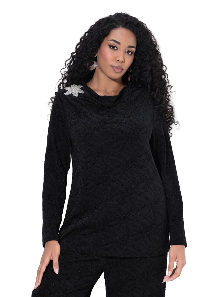 Langarmshirt in schwarz