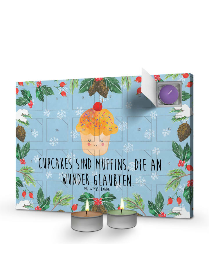 Adventskalender Cupcake mit Spruch in Eisblau
