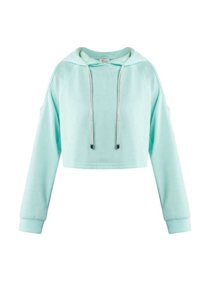 Damen Cropped Hoodie in Aqua