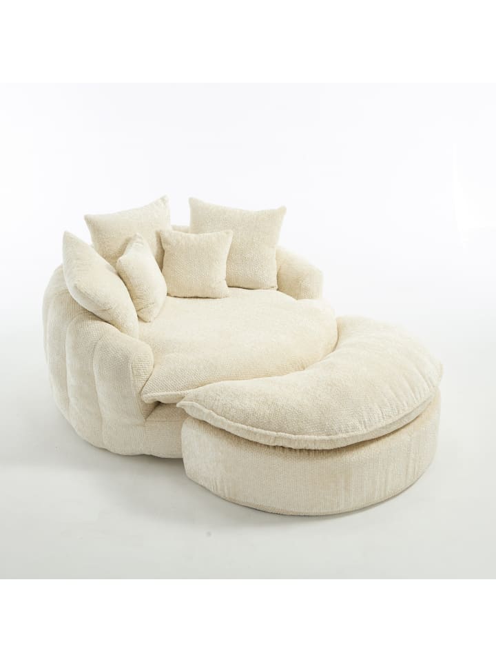 Sessel in Beige Polyester 55 Zoll mit Kissen Verstellbar