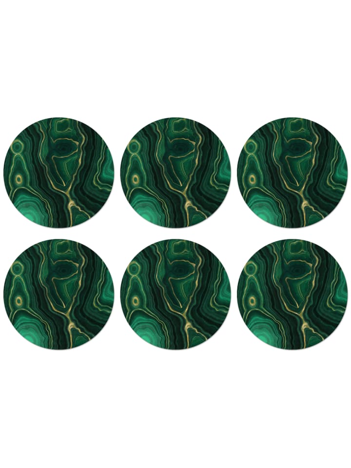 Glasuntersetzer 6er-Set Malachit