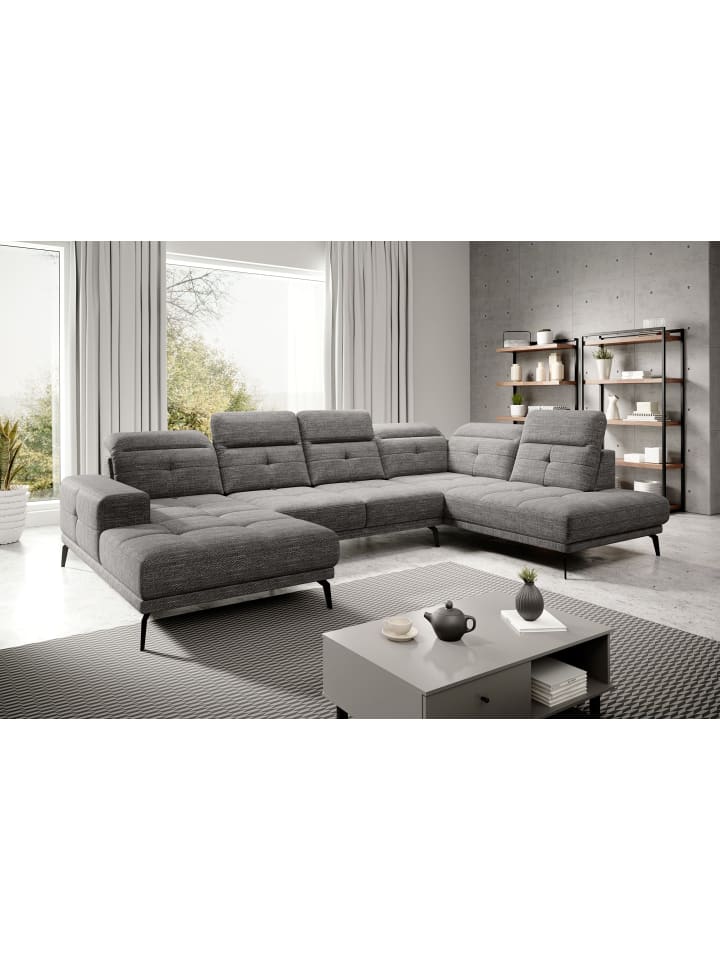 Brita Recamiere Rechts in Hellgrau - (L) 205 x (B) 350 x (H) 107 cm