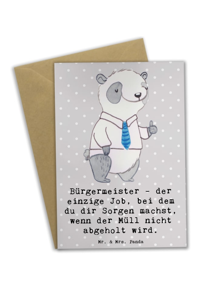 Grußkarte Bürgermeister Job mit Spruch in Grau Pastell
