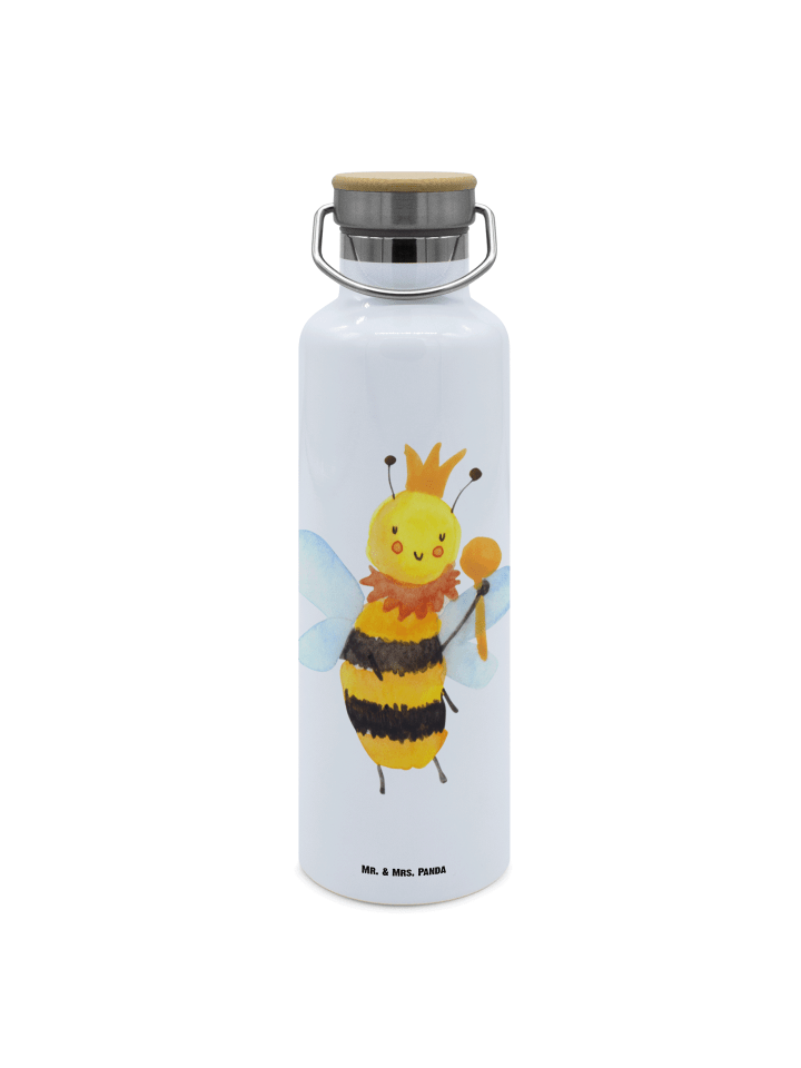 Trinkflasche Edelstahl Biene König ohne Spruch in Weiß