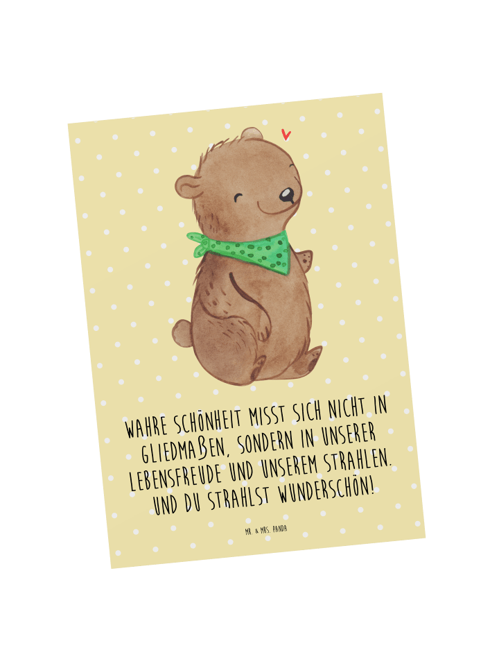 Postkarte Bär Dysmelie mit Spruch in Gelb Pastell