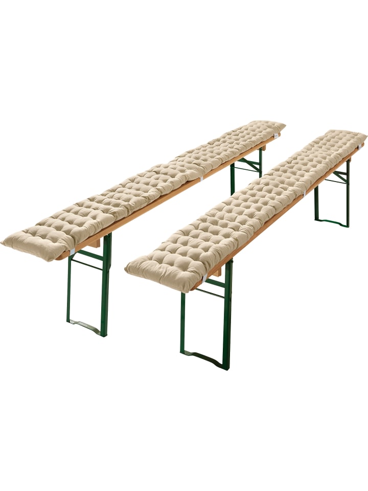 Baumwolle Bierbank-Auflage 2er-Pack Seattle in beige