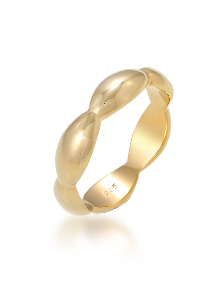 Ring 925 Sterling Silber Kugel, Oval in Gold