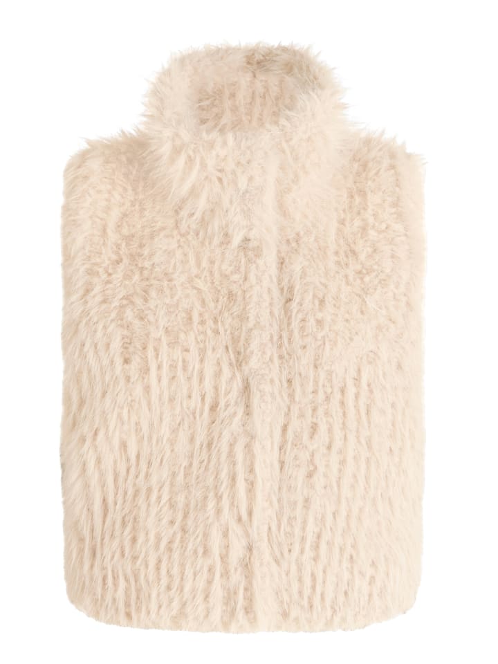 Plüschweste mit Kragen in Pearl Cream