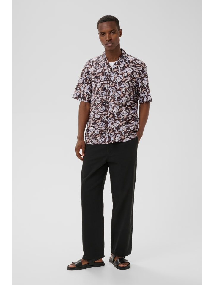 Kurzarmhemd MAklampo Gerade Passform in Chocolate Brown
