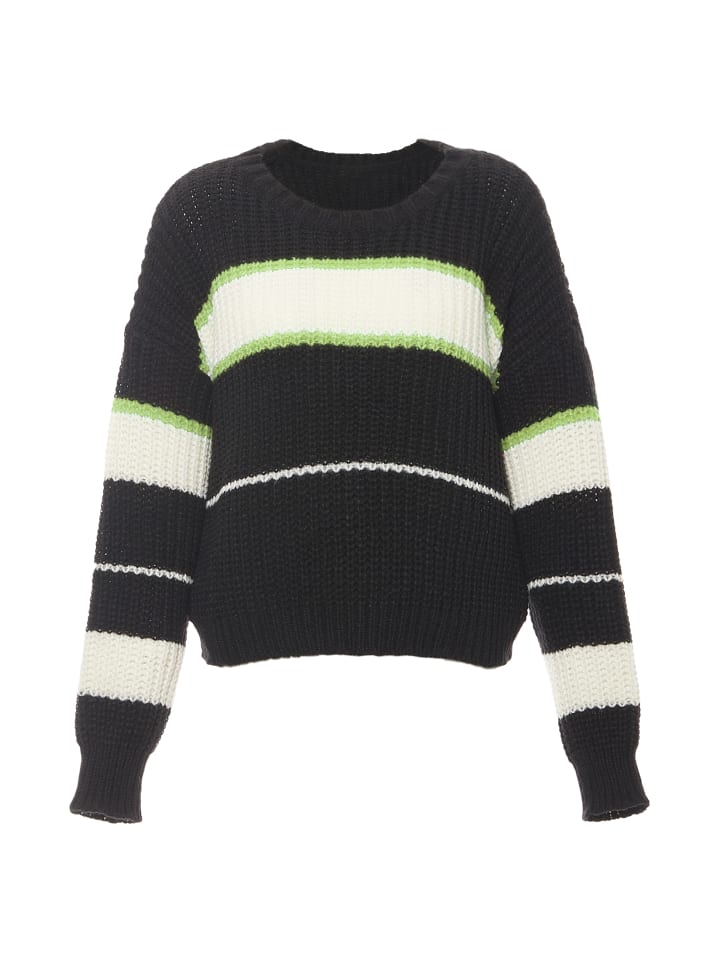 Damen Pullover in SCHWARZ WOLLWEISS LIMETTE