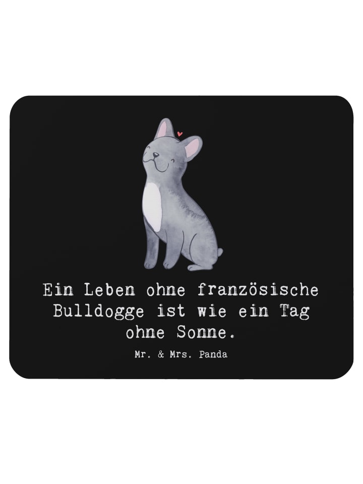 Maus-Pad Französische Bulldogge mit Spruch in Schwarz