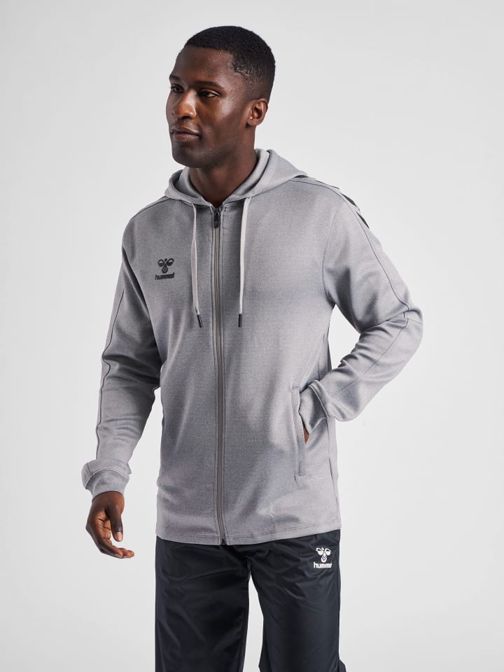 Reißverschluss Kapuzenpullover Hmlcore Erwachsene in GREY MELANGE