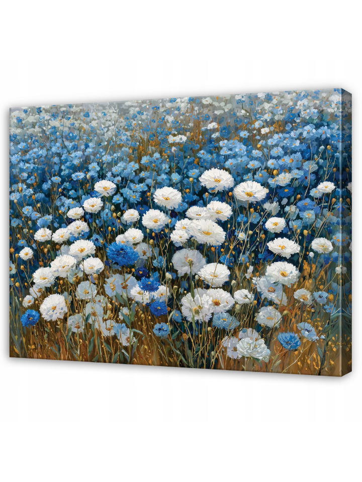 Leinwandbild Blumen in Blau