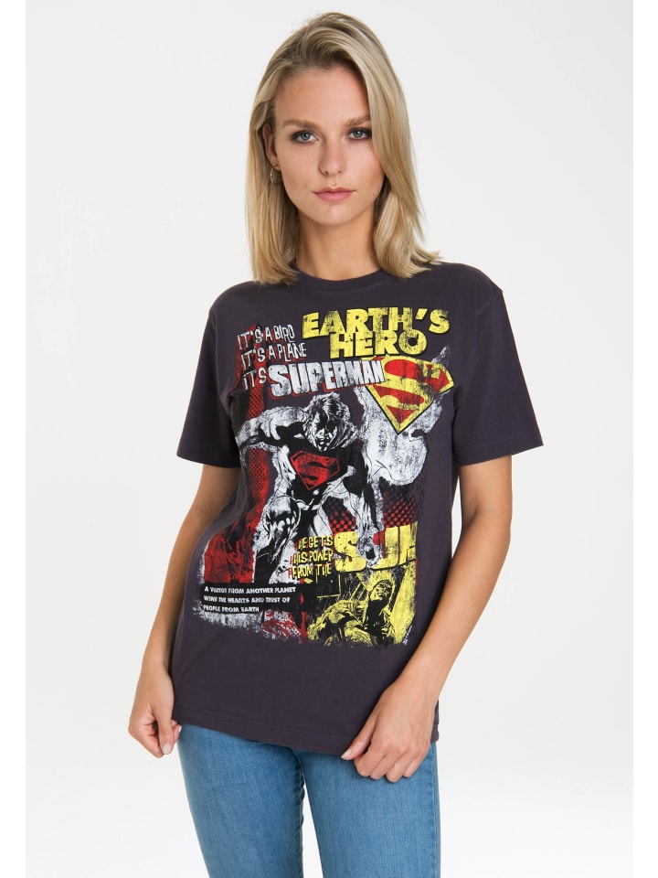 Logoshirt Print T-Shirt Superman dunkellila limango kaufen | in günstig