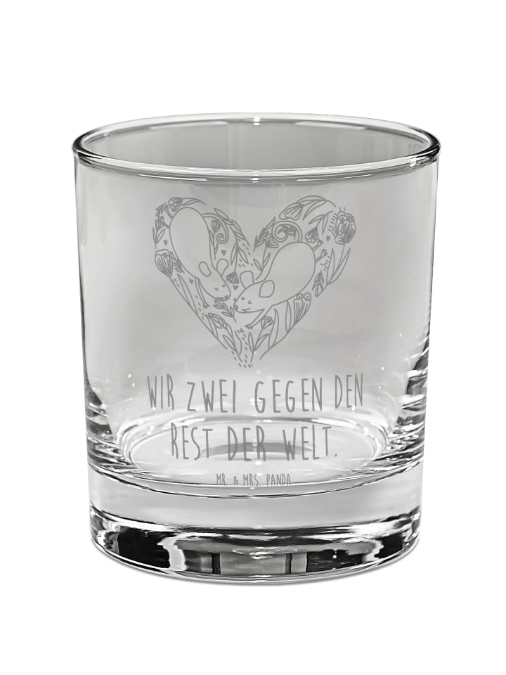 Glas Mäuse Herz mit Spruch in Transparent