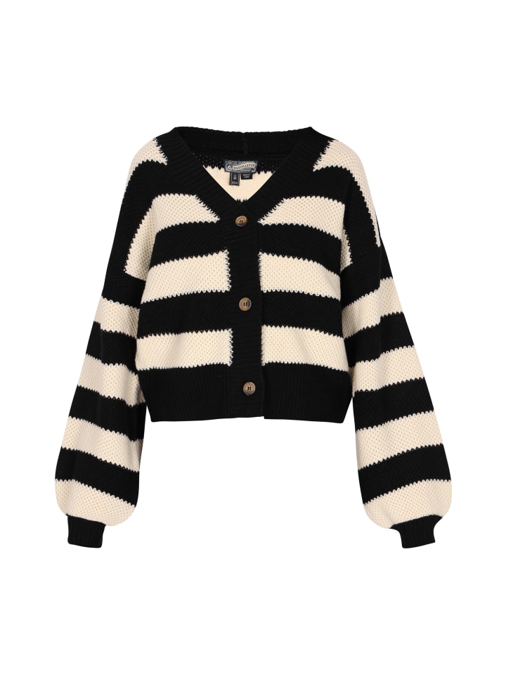 Damen Cardigan in Schwarz Creme Streifen