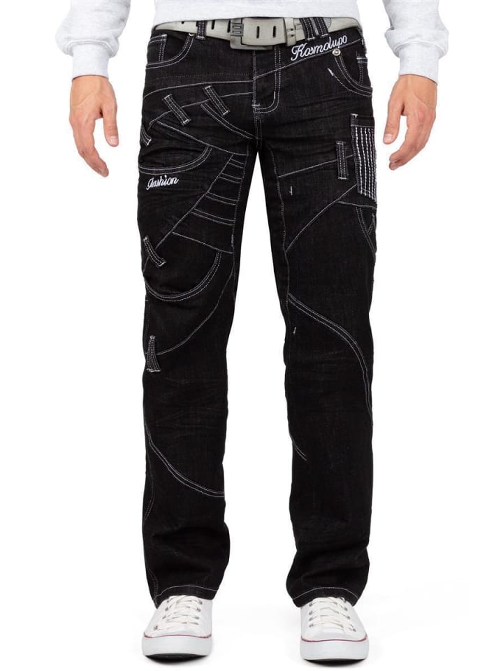Herren Regular Fit Jeans Stonewashed in Black