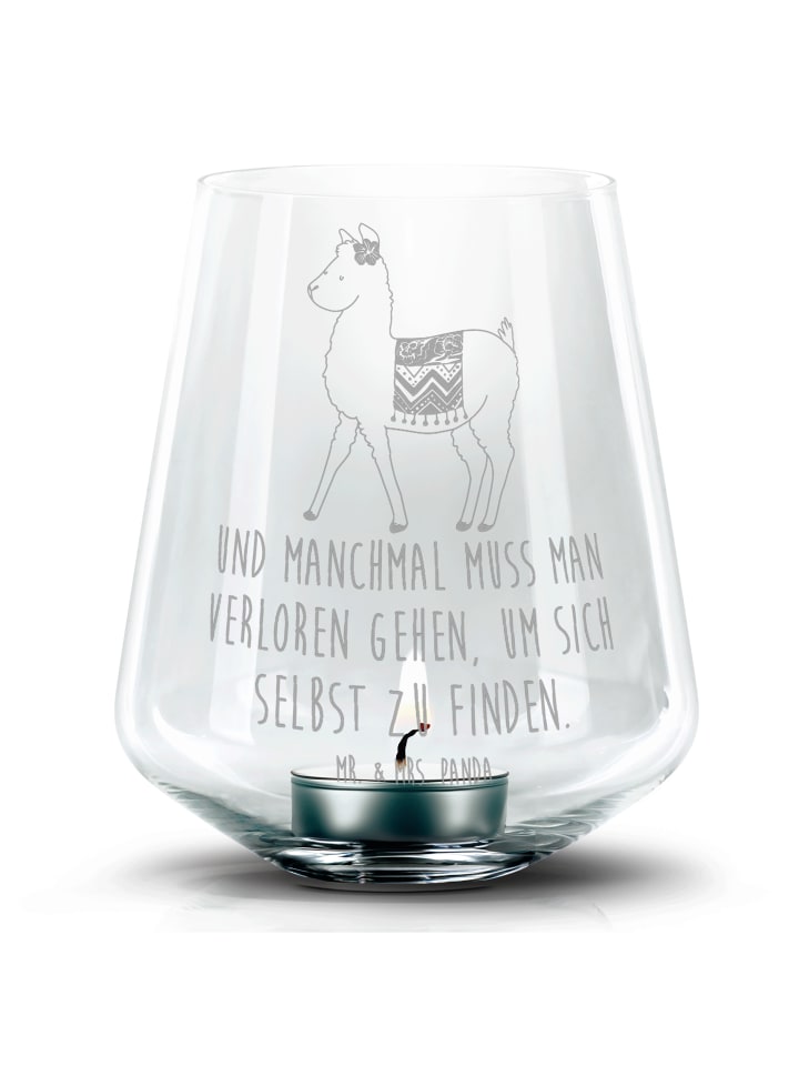 Laterne Alpaka Stolz mit Spruch in Transparent