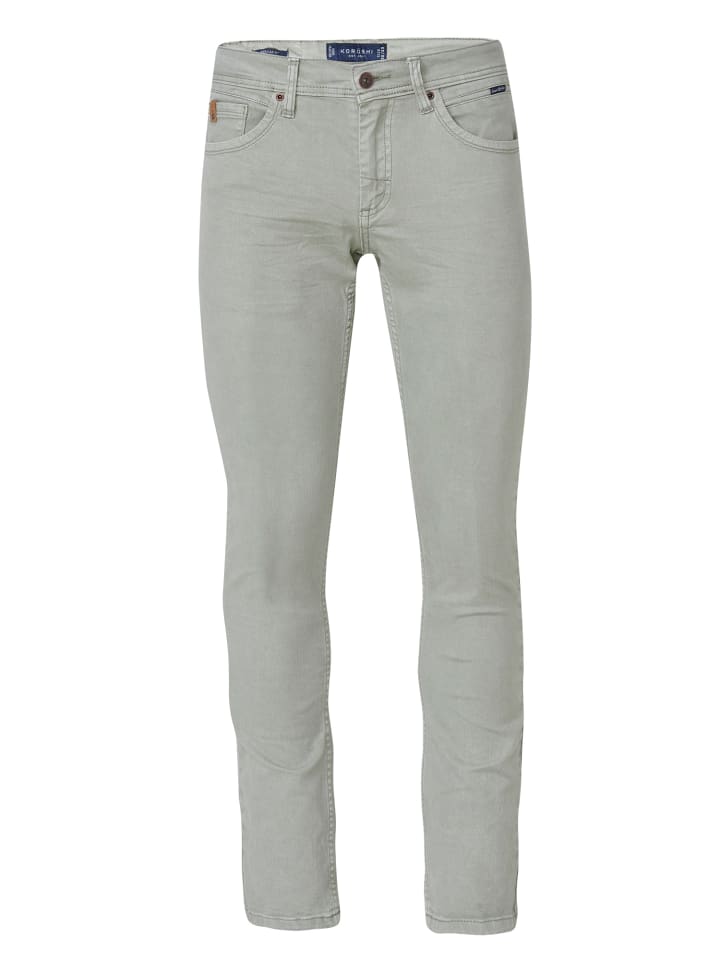 Colored regular fit stretch jeans. in grun