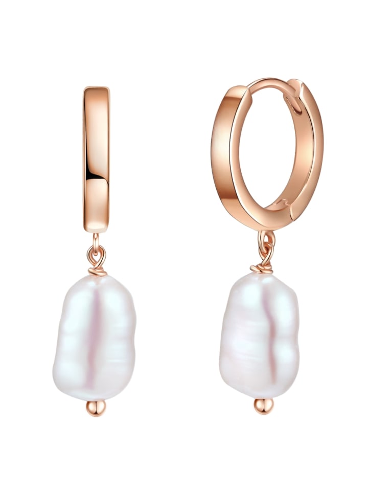 Creolen aus Sterling Silber mit Süßwasser-Zuchtperle in roségold