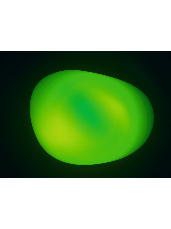 Solar-Leuchte Stein flach 3,7V weiß Farbwechsel mit Fernb.  Weiß