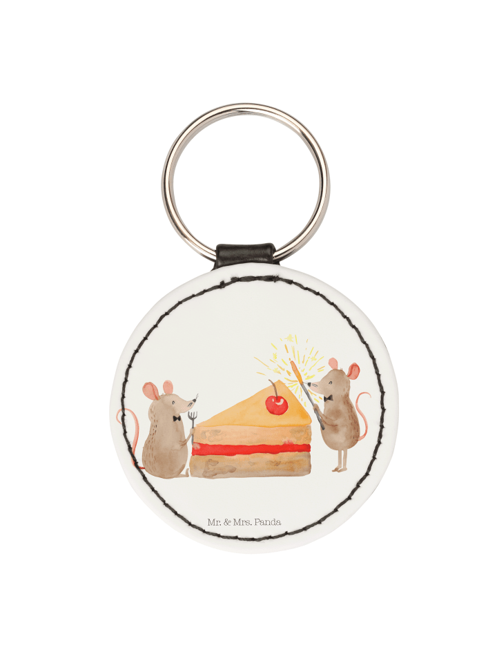 Schlüsselanhänger Mäuse Kuchen ohne Spruch in Weiß
