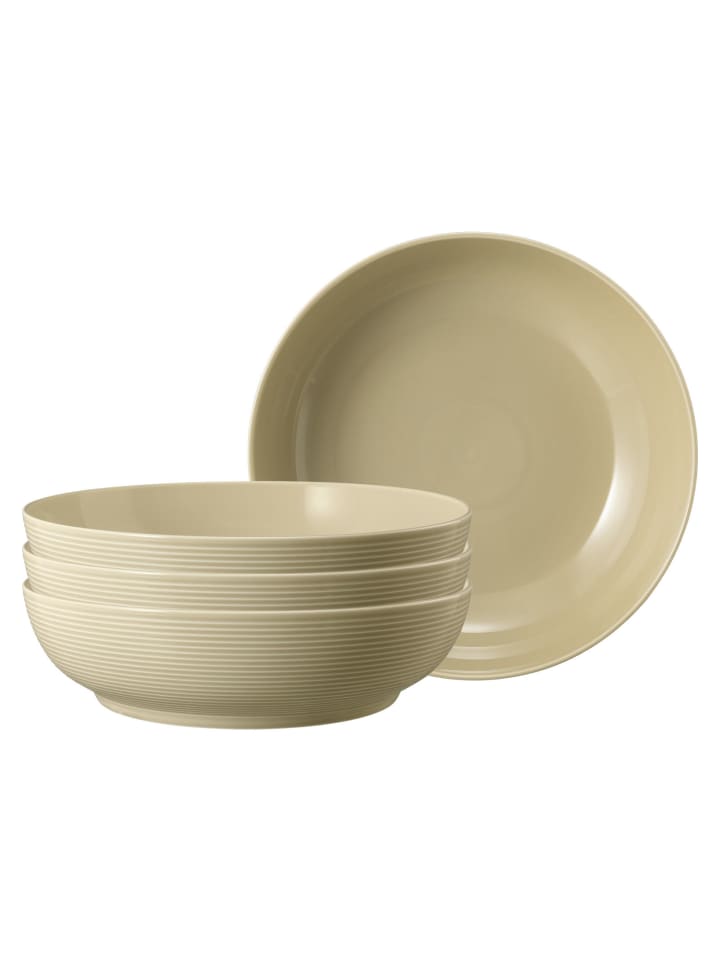 4er Set Foodbowls Beat Color Glaze in Sandbeige ø 25,5 cm